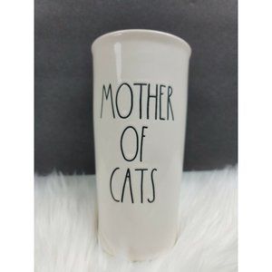 Rae Dunn "Mother Of Cats" Ceramic Tumbler Travel W/Lid Coffee/Tea - EUC